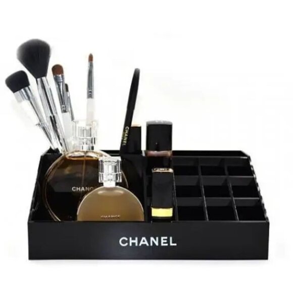 Chanel Makeup Organizer Storage Box With 12 Slots & Compartments Black - Picture 1 of 3